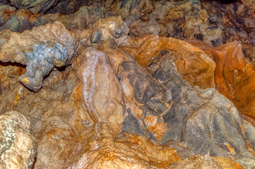 Internal natural made decorations inside Stopica cave at Zlatibor, Serbia.