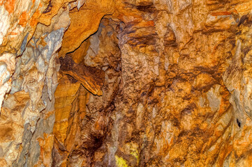 Beautiful internal natural made decorations inside Stopica cave at Zlatibor, Serbia.