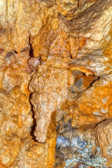 Beautiful internal natural made decorations inside Stopica cave at Zlatibor, Serbia.