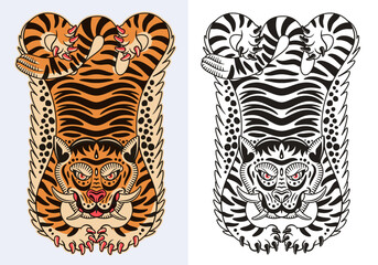 Tibetan Tiger Rug. Vector Illustration. - 524319762