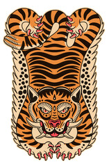 Tibetan Tiger Rug. Illustration. - 524319794