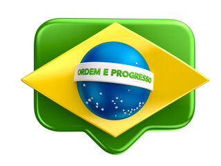 Brazil flag in icon format in 3d render realistic - obrazy, fototapety, plakaty