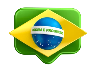 Fotobehang Brazil flag in icon format in 3d render realistic © Ranilson