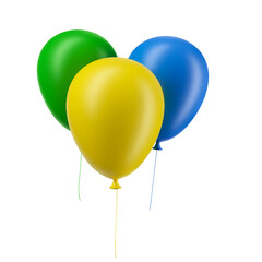Balloons with the colors of Brazil in 3d render