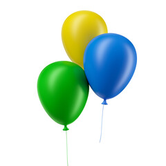 Balloons with the colors of Brazil in 3d render