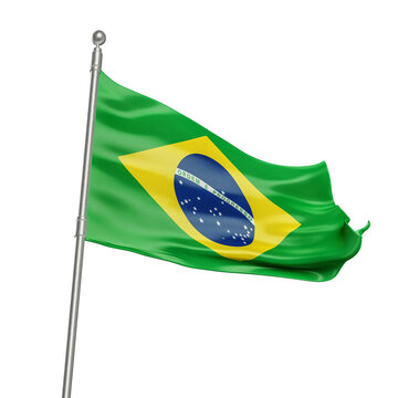 Brazil flag in 3d render realistic