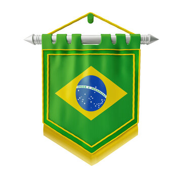 Brazil flags in 3d render realistic