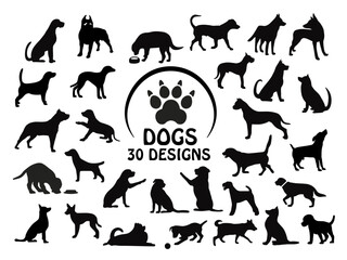 Dog SVG bundle, Black dog silhouette, Puppy SVG, Dog footprint SVG, Pet SVG, Dog eating SVG, Dog Playing SVG, Dog cut files SVG	