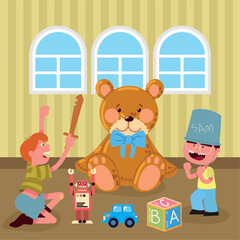 Fototapeta premium childrens playing with swords