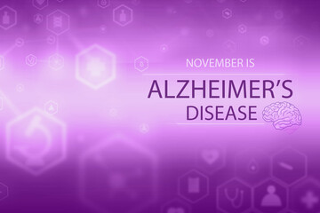 Obraz premium purple illustration on the theme of National Alzheimer's Awareness Month, medical infographic, November.