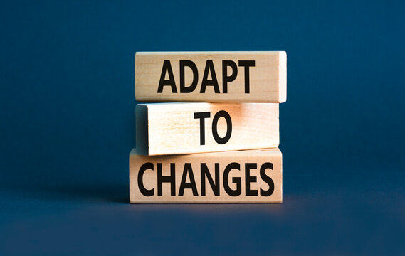 Adapt to changes symbol. Concept words Adapt to changes on wooden blocks. Beautiful grey table grey background. Business and Adapt to changes quote concept. Copy space.