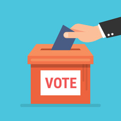 hand with vote box
