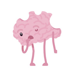 Bad human brain ill character with injury. Diseases and disorders, stroke, tumors, schizophrenia, drug abuse, post-traumatic stress problem, destruction or degeneration. Vector flat style illustration