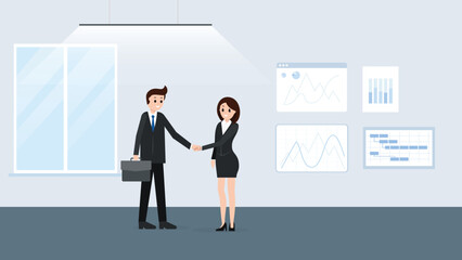 Man and women in office meet each other 