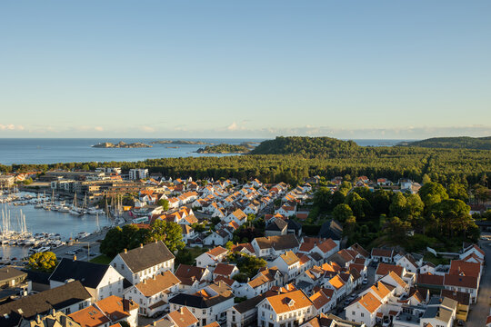Mandal city in Norway, view from the viewpoint Uranienborg to city Mandal in Norway