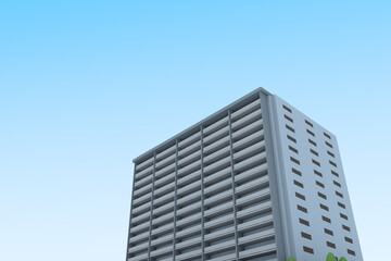 Blue sky and high-rise apartments. Purchase a new condominium. Condominium.