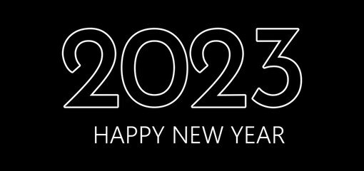 Simple style lines happy new year 2023 black white theme