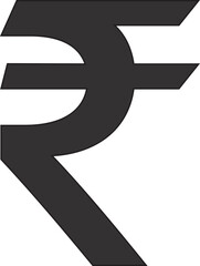 Basic Currency icon symbols sign : Indian Rupee INR vector illustration in black and white.
