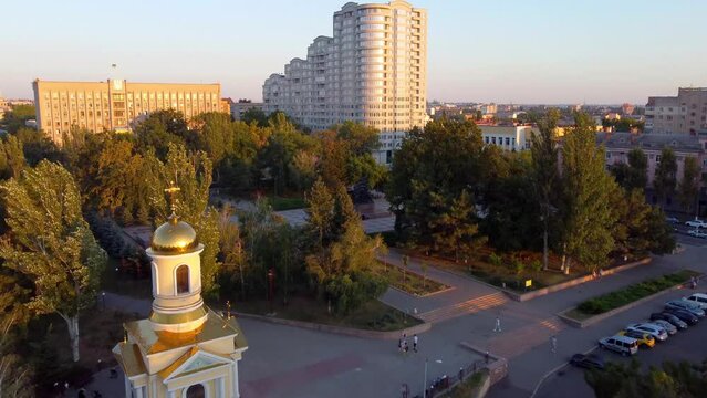 Mykolaiv city top view taken with drone, Ukraine
