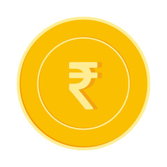 Indian rupees yellow and white icon.