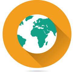 globe icon vector illustration on yellow circle