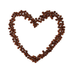 heart of chickpeas isolated on white background, top view