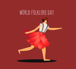 Happy World Folklore Day. illustration , vector - obrazy, fototapety, plakaty