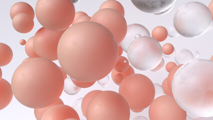 Abstract pink and glass balls. 3d render illustration