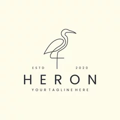 Foto op Plexiglas monoline heron bird with linear style logo vector icon design template illustration © SD22