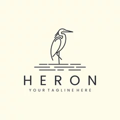 Foto op Plexiglas heron bird with minimalist linear style logo vector icon design. pelican, flamingo, template illustration © SD22