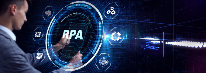 RPA Robotic process automation innovation technology concept. Business, technology, internet and...