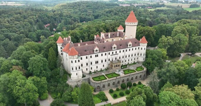 Aerial View of Konopiste Castle (Z&aacute;mek Konopi&scaron;tě) Central Bohemian Region, Czechia, Czech republic, Europe.