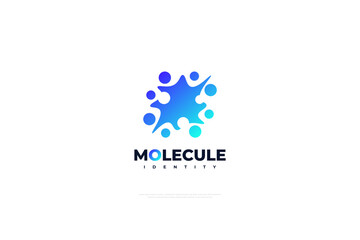 Blue Molecule Logo. Abstract Science Symbol or Icon. Innovation Logo Symbol