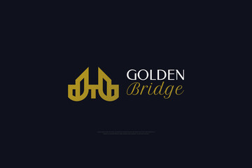 Simple Golden Bridge Logo Design. Bridge Architecture Logo or Icon