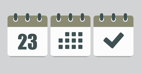 Vector icon page calendar number 23, agenda, done