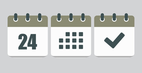 Vector icon page calendar number 24, agenda, done