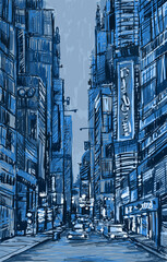 Big city street , sketch - digital painting © neurostructure