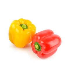 Set of sweet peppers isolated on white .