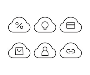 cloud and user interface icons set vector illustration