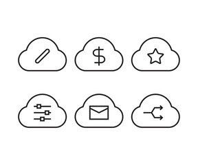 cloud and user interface icons set vector illustration