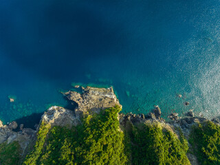 Top down view of the sea coastline © leungchopan