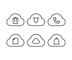 cloud and user interface icons set vector illustration