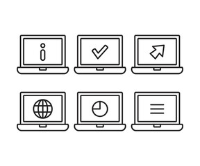 laptop computer and user interface icons vector illustration