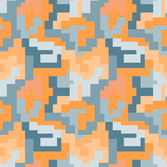 Abstract  mosaic seamless repeat  pattern in blue and yellow colors.Irregular geometric shapes background and texture for printing on fabric and paper.Colorful vector backdrop.