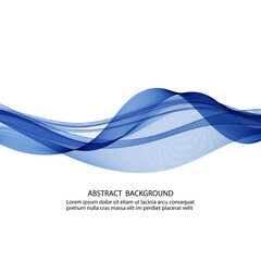 Blue elegant wave on white background, design element, abstract background