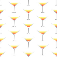 Alcohol cocktails seamless pattern. Stylized elements on white background. Best for textile, wallpapers, wrapping paper, package and bar decoration.