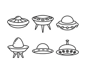 ufo icons set line illustration