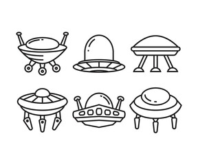 ufo icons set line illustration
