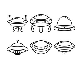 ufo icons set line illustration