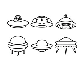 ufo icons set line illustration